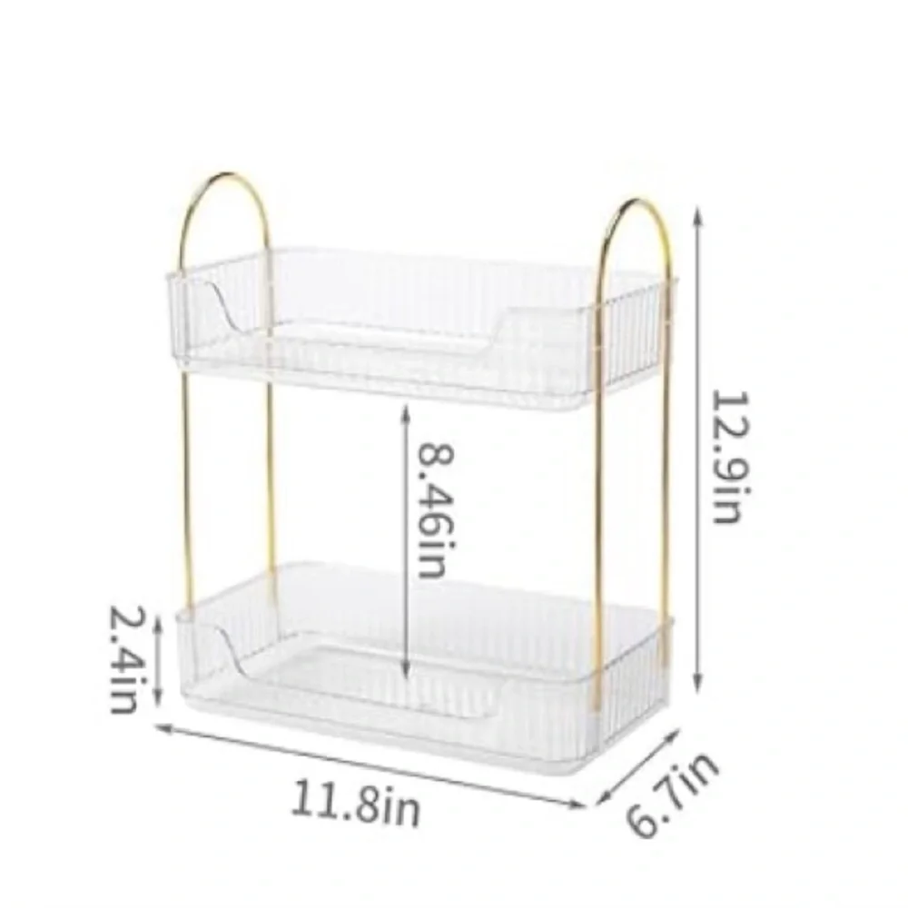 Gold 2 tier vanity tray